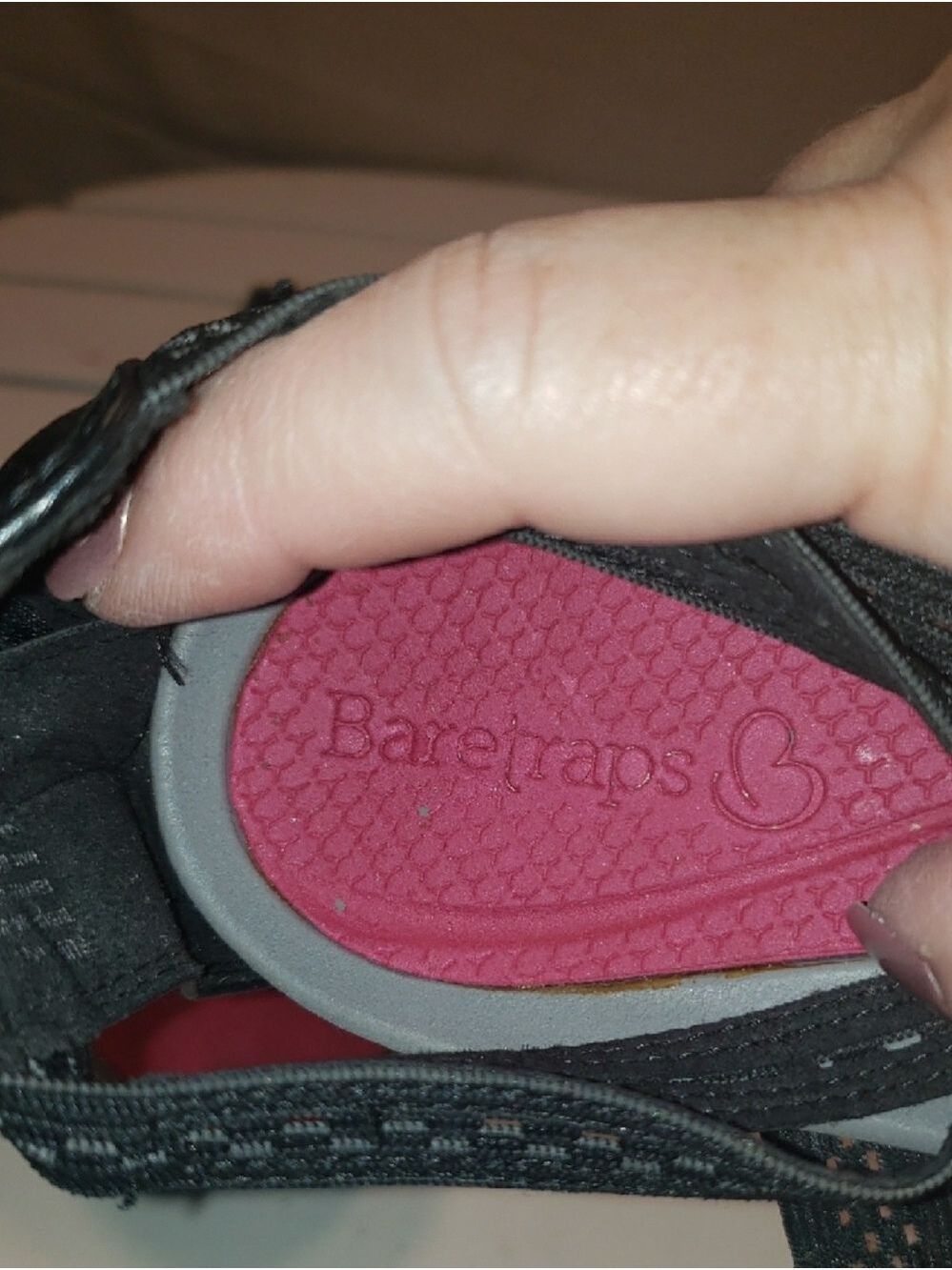BareTraps Black Strappy Sandals with Pink Footbed - 6m - Picture 2 of 6